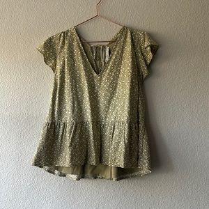 Floral Green Women's Top